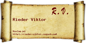 Rieder Viktor névjegykártya